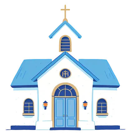 Cartoon Church Illustration in Peaceful Style