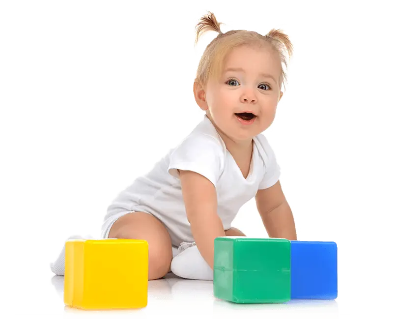 Cute Baby Playing with Colorful Blocks