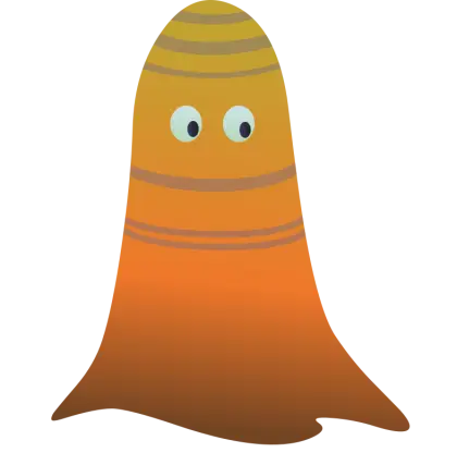 Orange Cartoon Ghost with Eyes