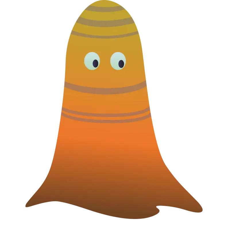 Orange Cartoon Ghost with Eyes