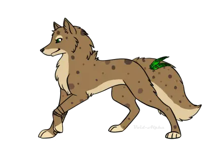 Cartoon Brown Walking Wolf with Green Details