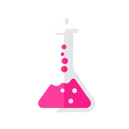 Pink Liquid in Laboratory Flask with Bubbles