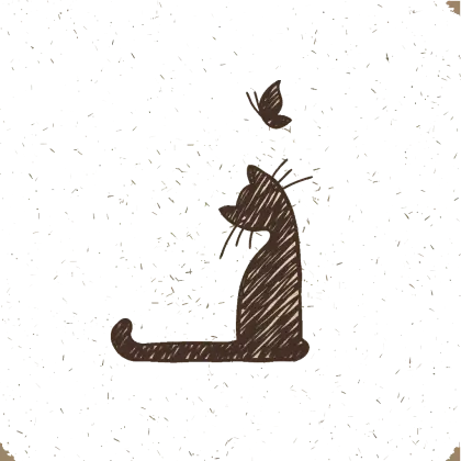 Illustration of Cat and Butterfly