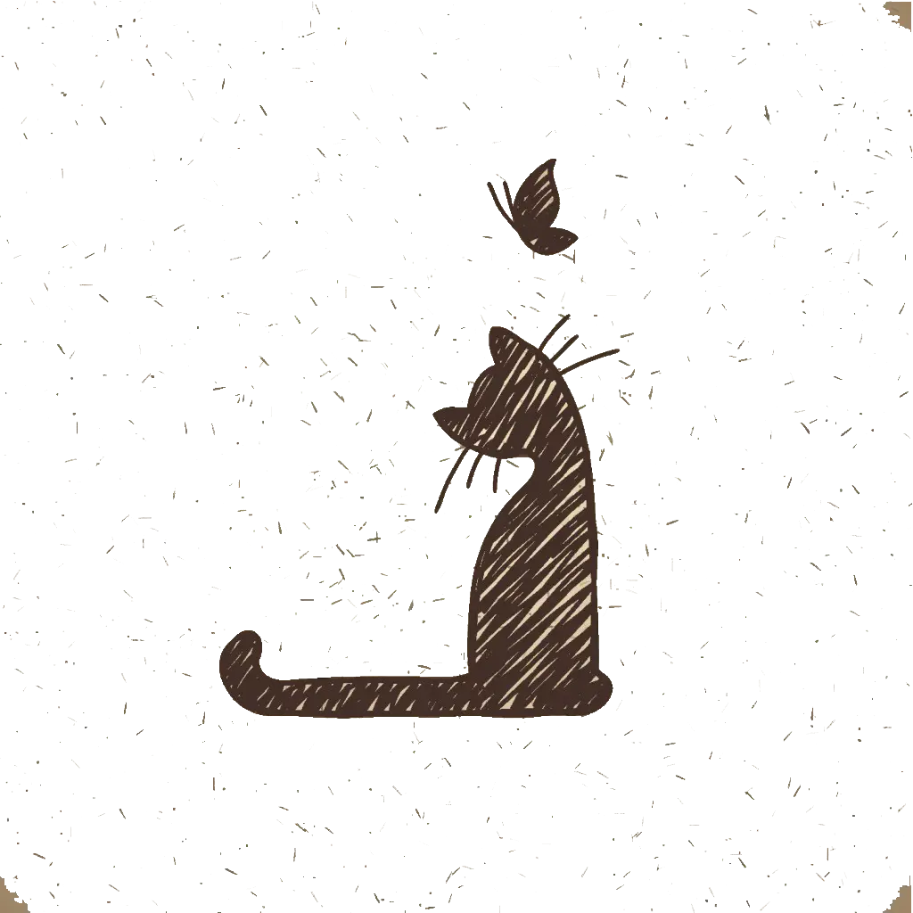 Illustration of Cat and Butterfly