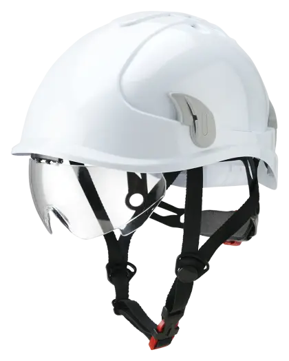 White Safety Helmet with Protective Visor