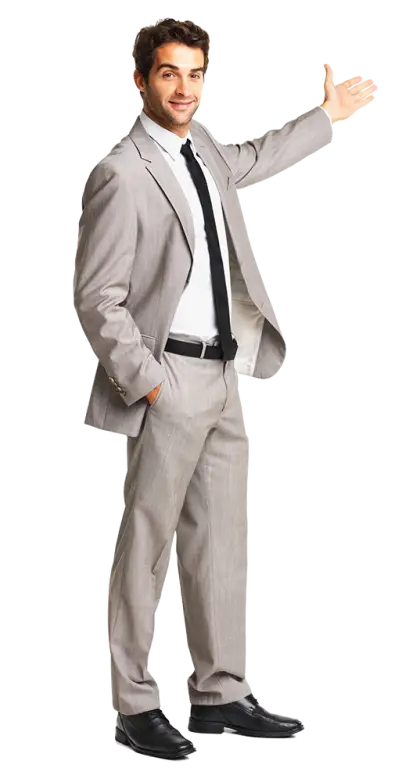 Businessman in Suit Presenting Concept