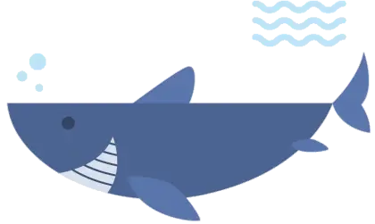 Cartoon Blue Whale with Waves