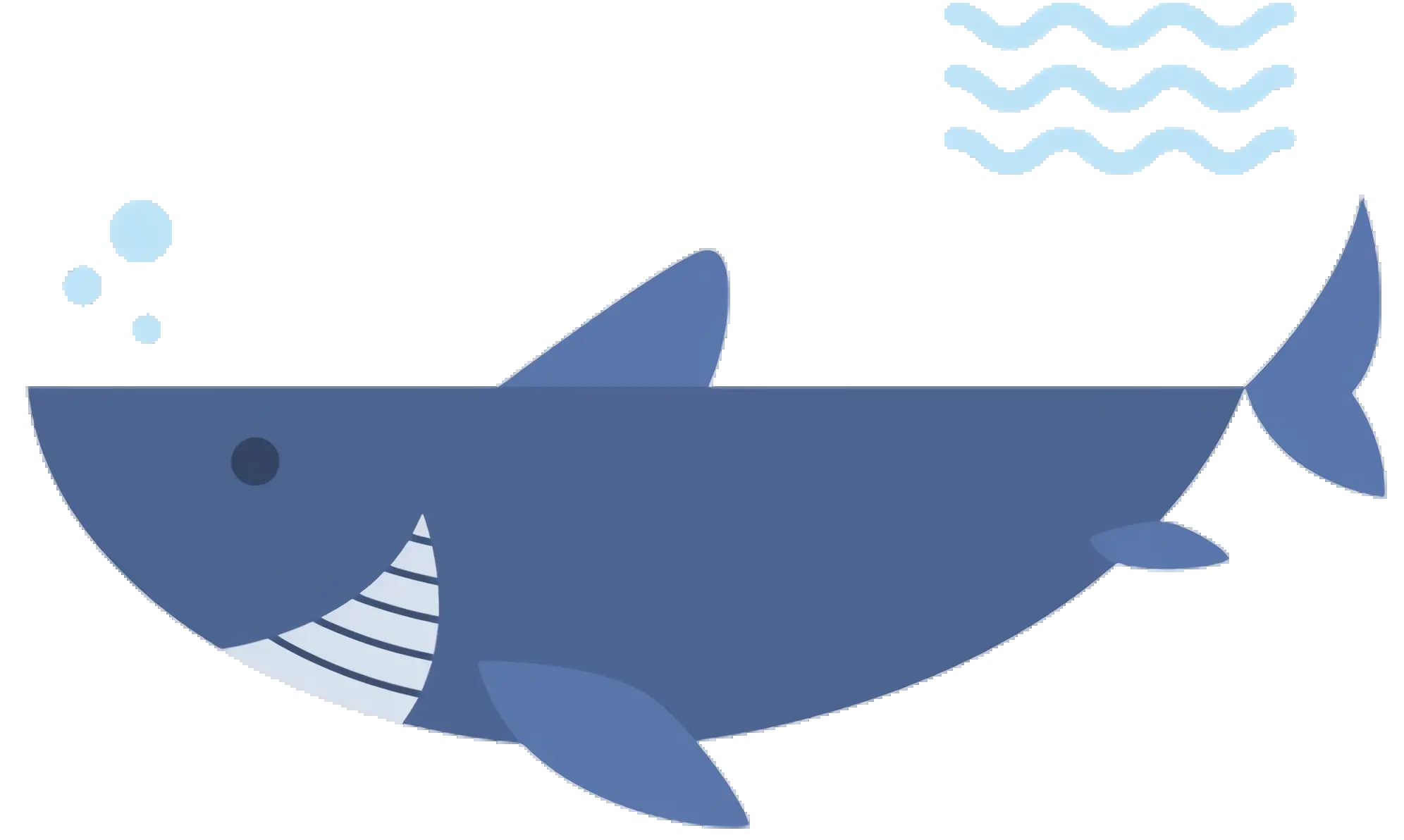 Cartoon Blue Whale with Waves