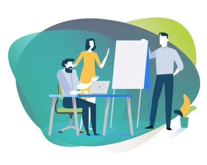 Team Collaboration and Presentation Cartoon