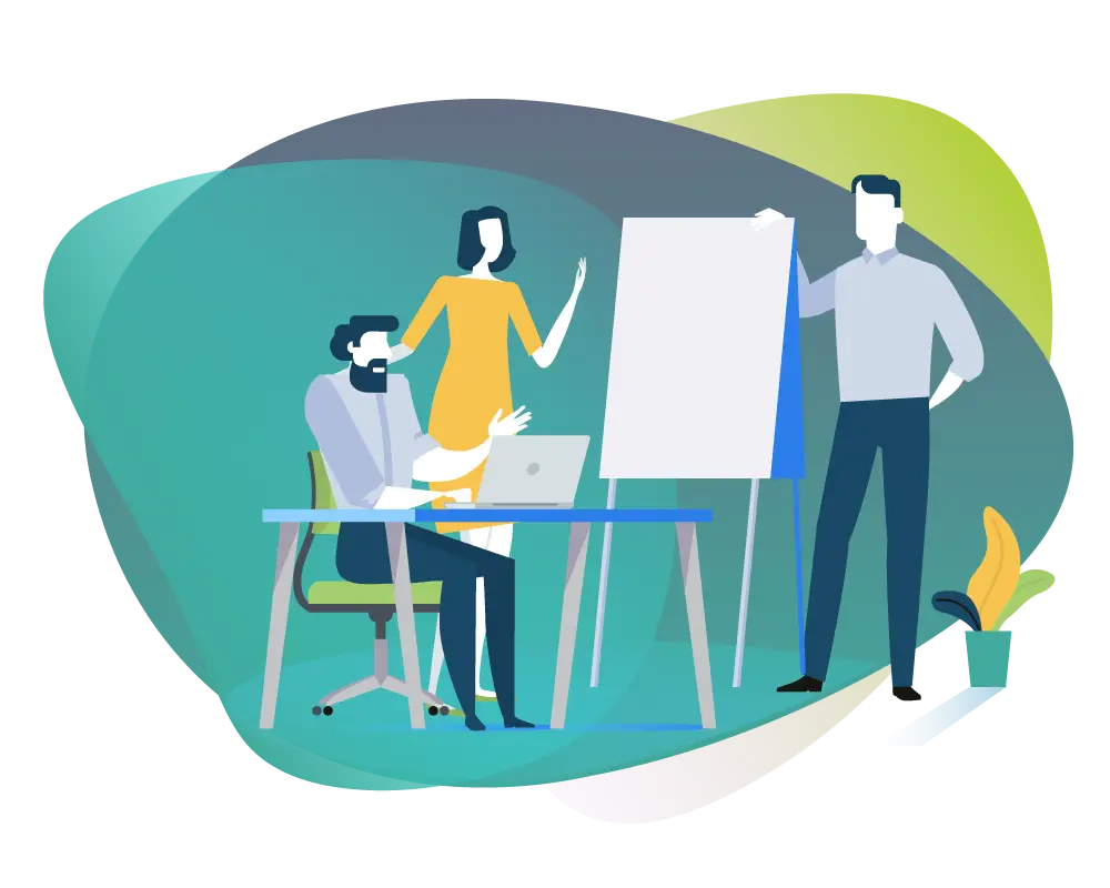 Team Collaboration and Presentation Cartoon