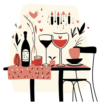 Romantic Dinner Setting with Wine and Candles