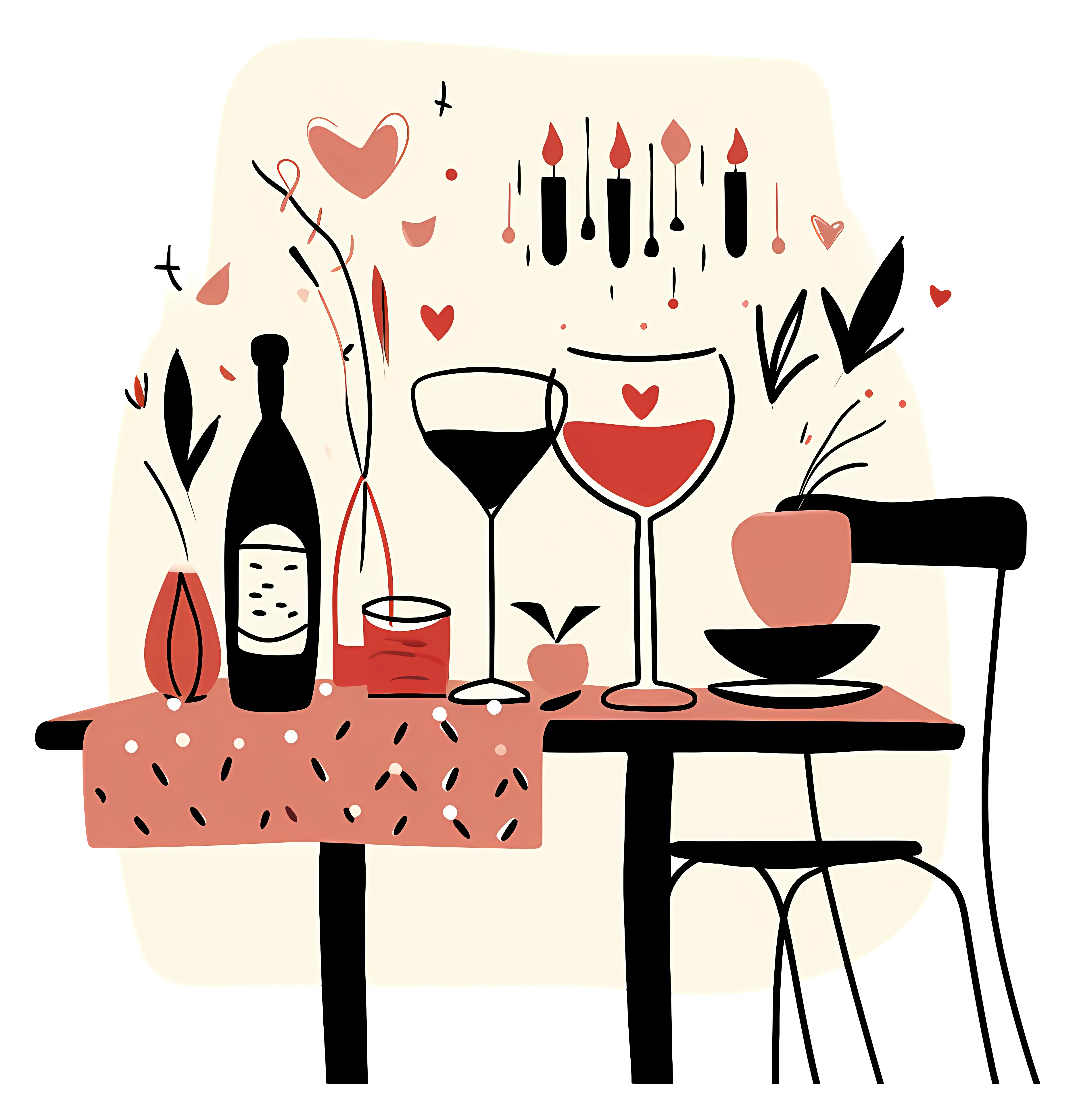 Romantic Dinner Setting with Wine and Candles
