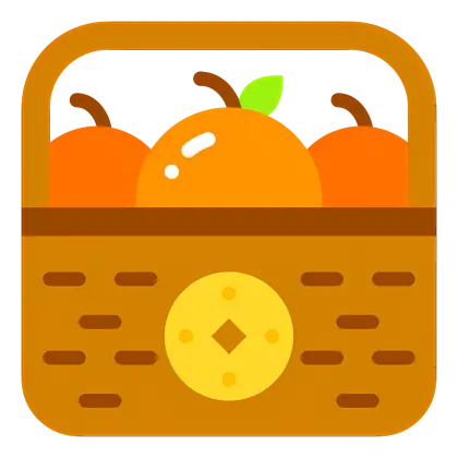 Basket of Oranges with Decoration