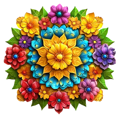 Bright and Colorful Floral Mandala Design