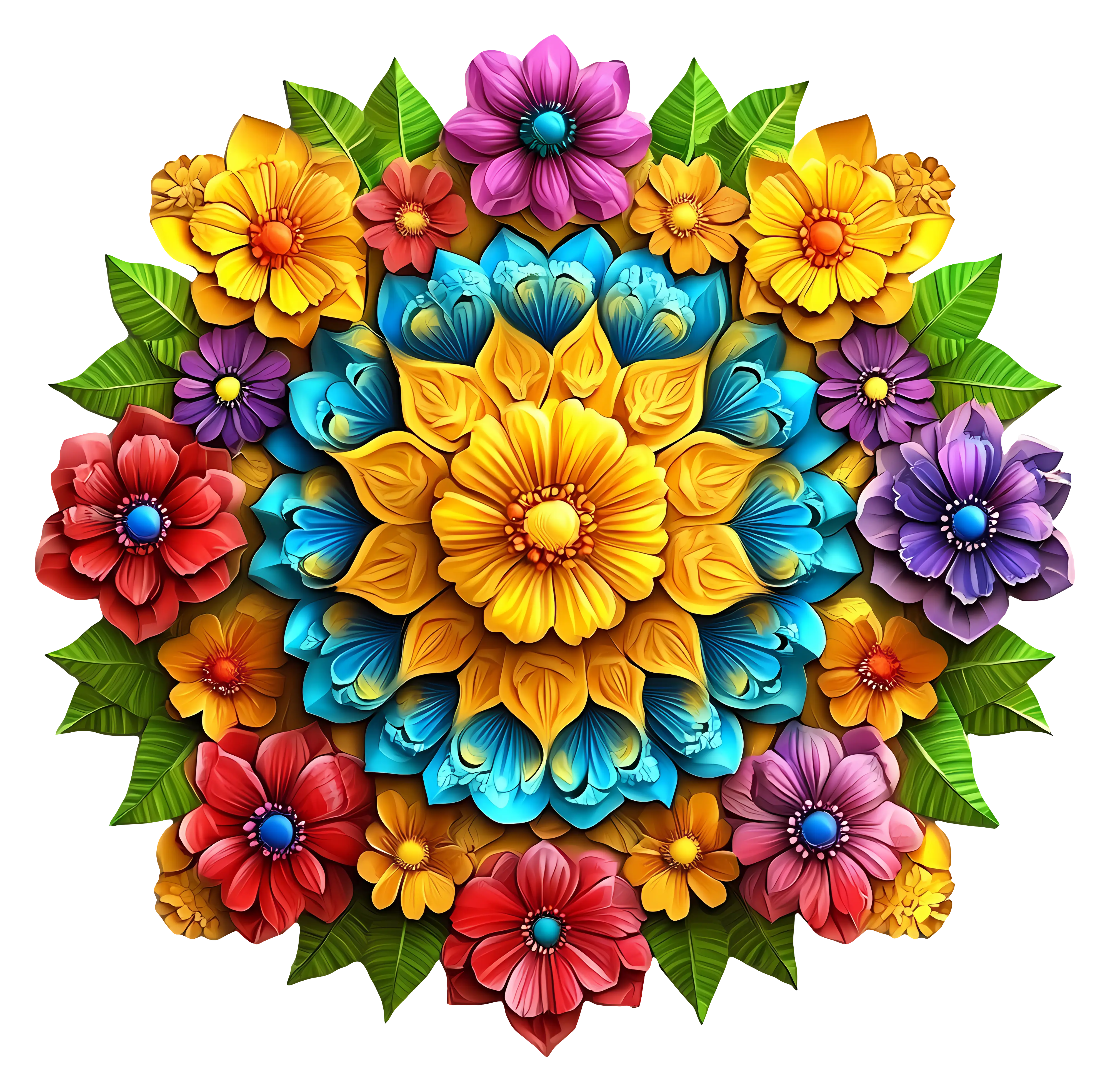 Bright and Colorful Floral Mandala Design