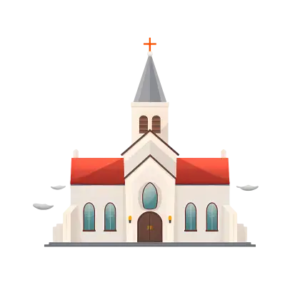 Traditional Church Building with Red Roof