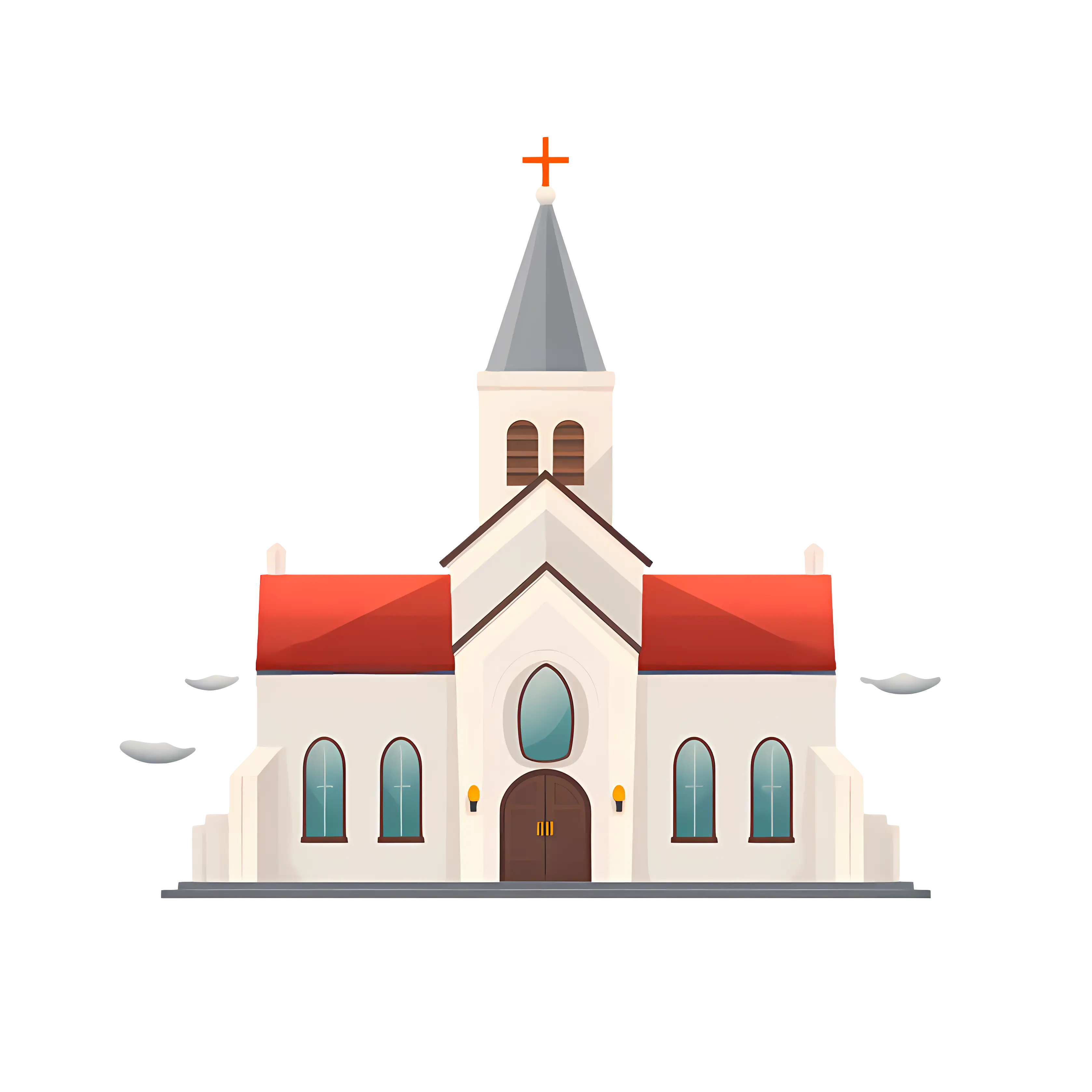 Traditional Church Building with Red Roof