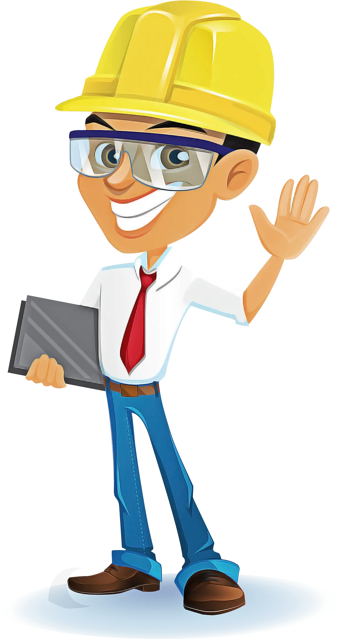 Friendly Cartoon Construction Worker Illustration