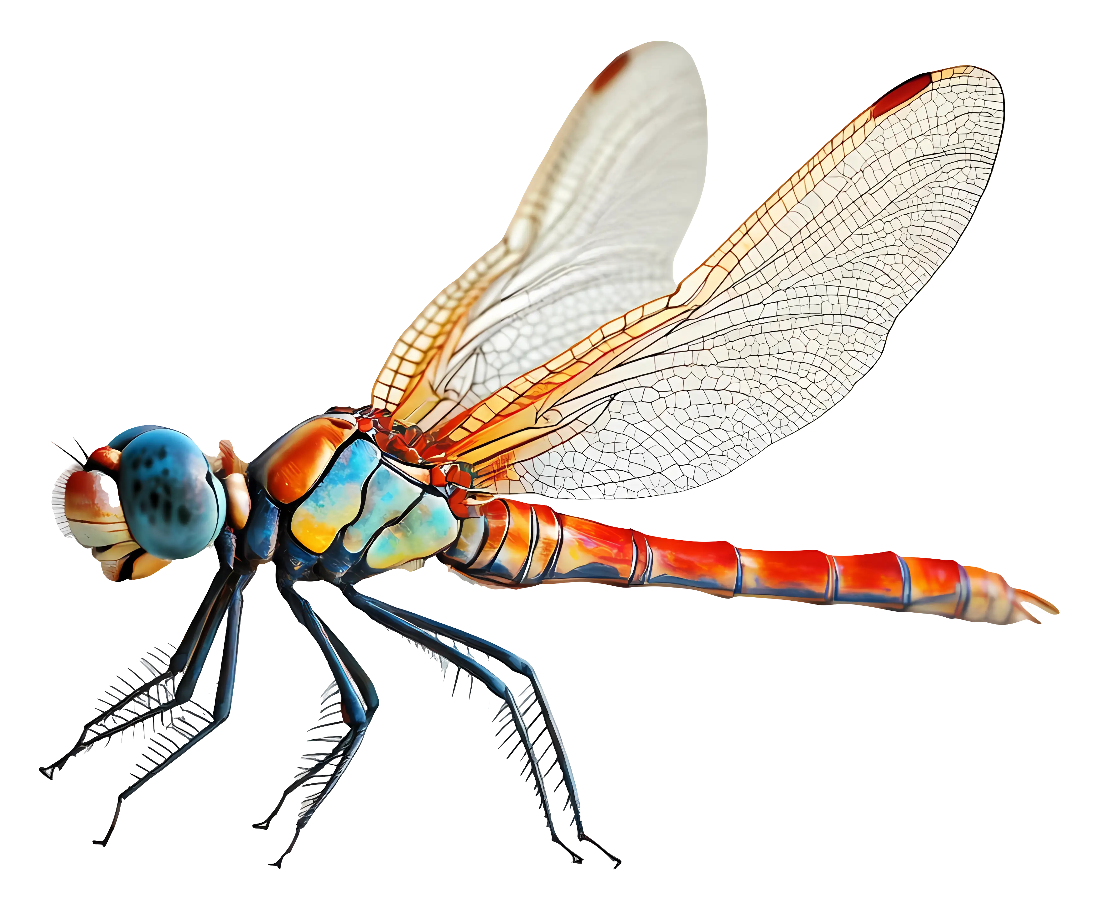 Colorful Dragonfly with Detailed Wings