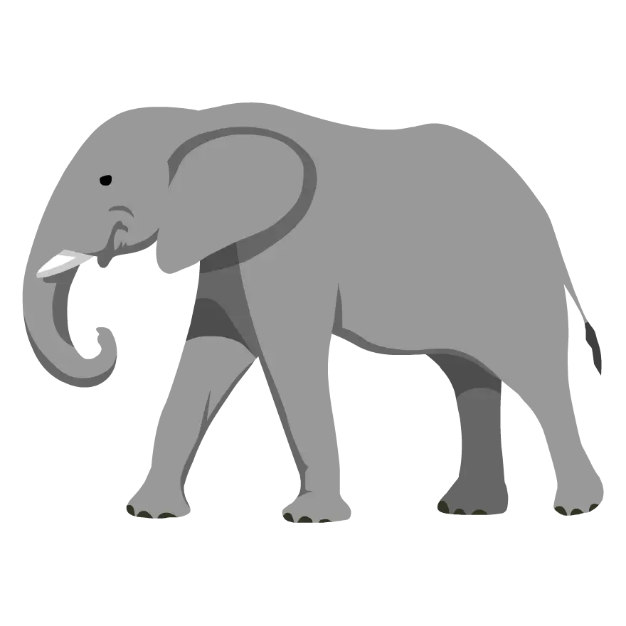 Gray Elephant Illustration Walking Calmly