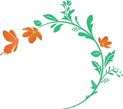 Floral Green Graphic with Butterfly Accent