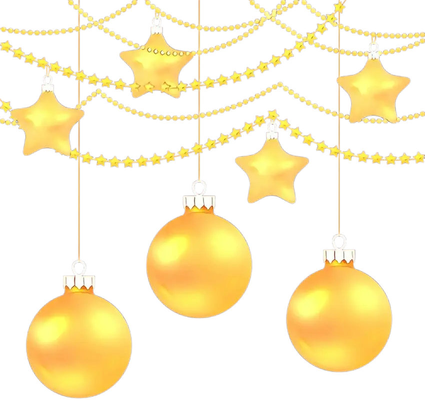 Golden Christmas Ornaments with Stars and Baubles
