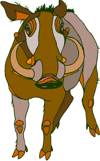Cartoon Illustrated Warthog