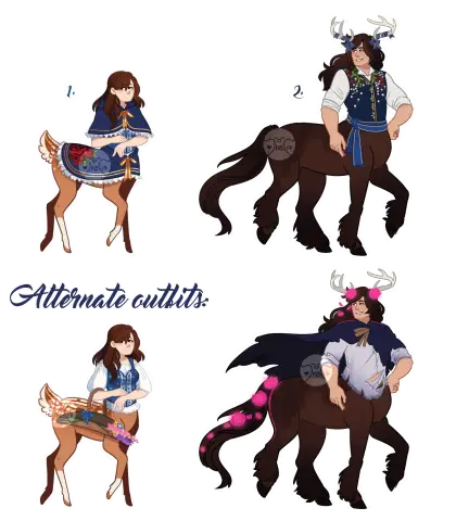 Fantasy Centaur Characters in Alternate Outfits