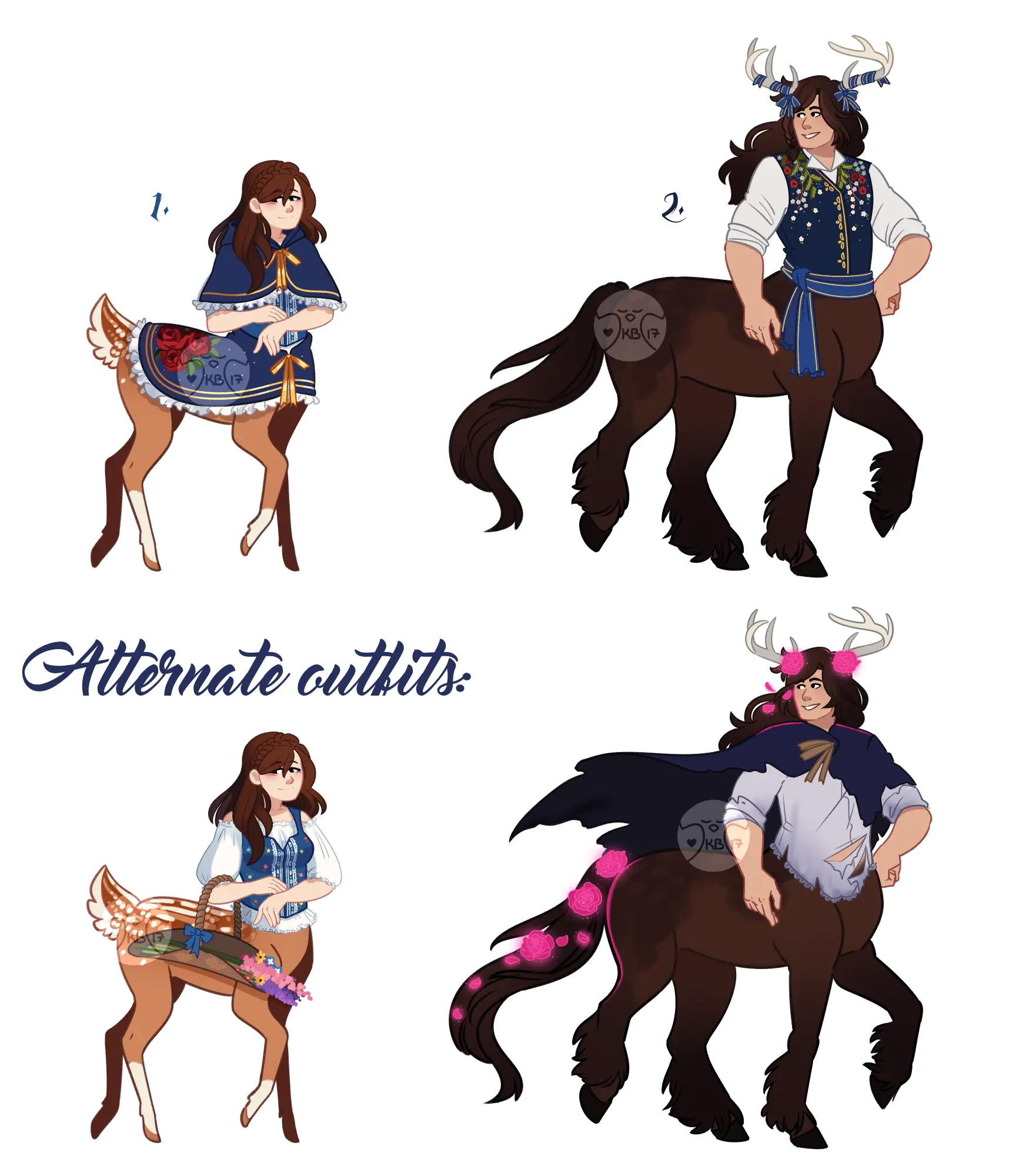 Fantasy Centaur Characters in Alternate Outfits