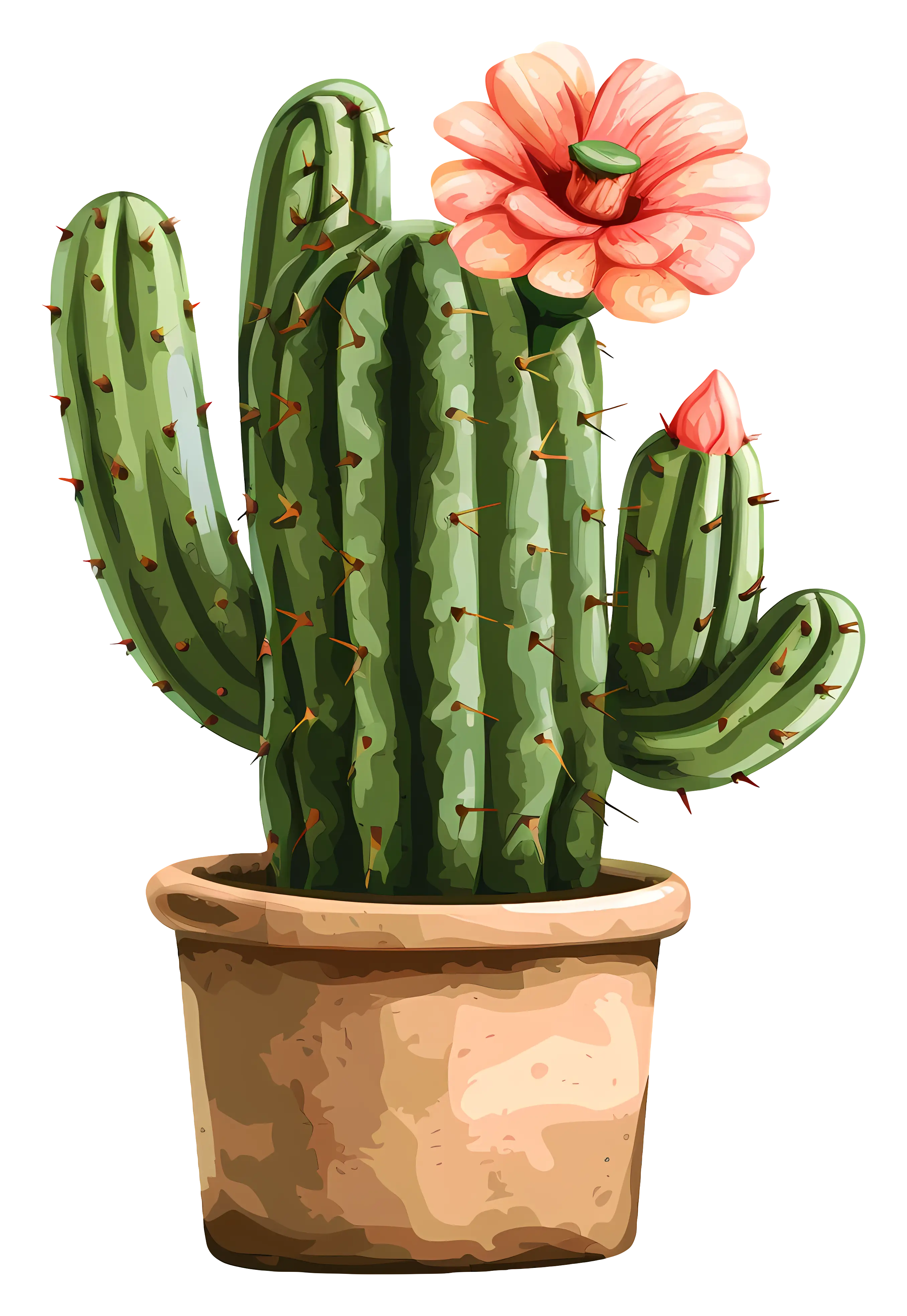 Beautiful Cactus with Flower in Pot