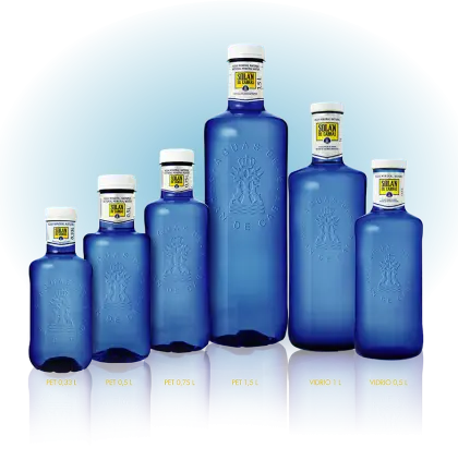 Set of Blue Glass Bottles