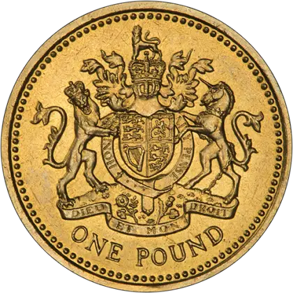 Golden British One-Pound Coin