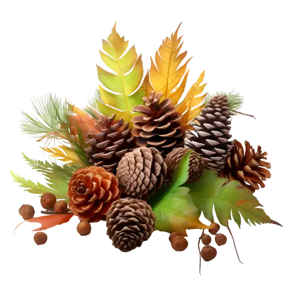 Autumn Pinecones and Leaves Arrangement