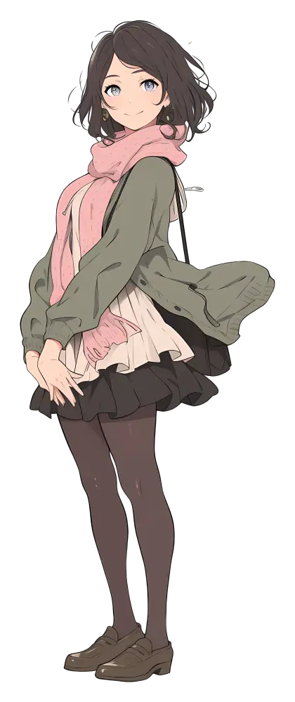 Anime Girl in Winter Outfit