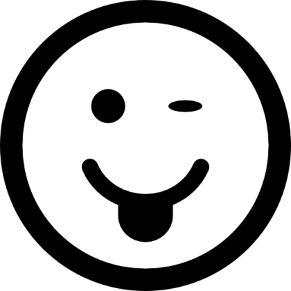 Black and White Winking Tongue Emoji Icon
