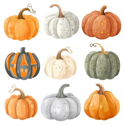 Variety of Pumpkins Illustration for Autumn Festivities