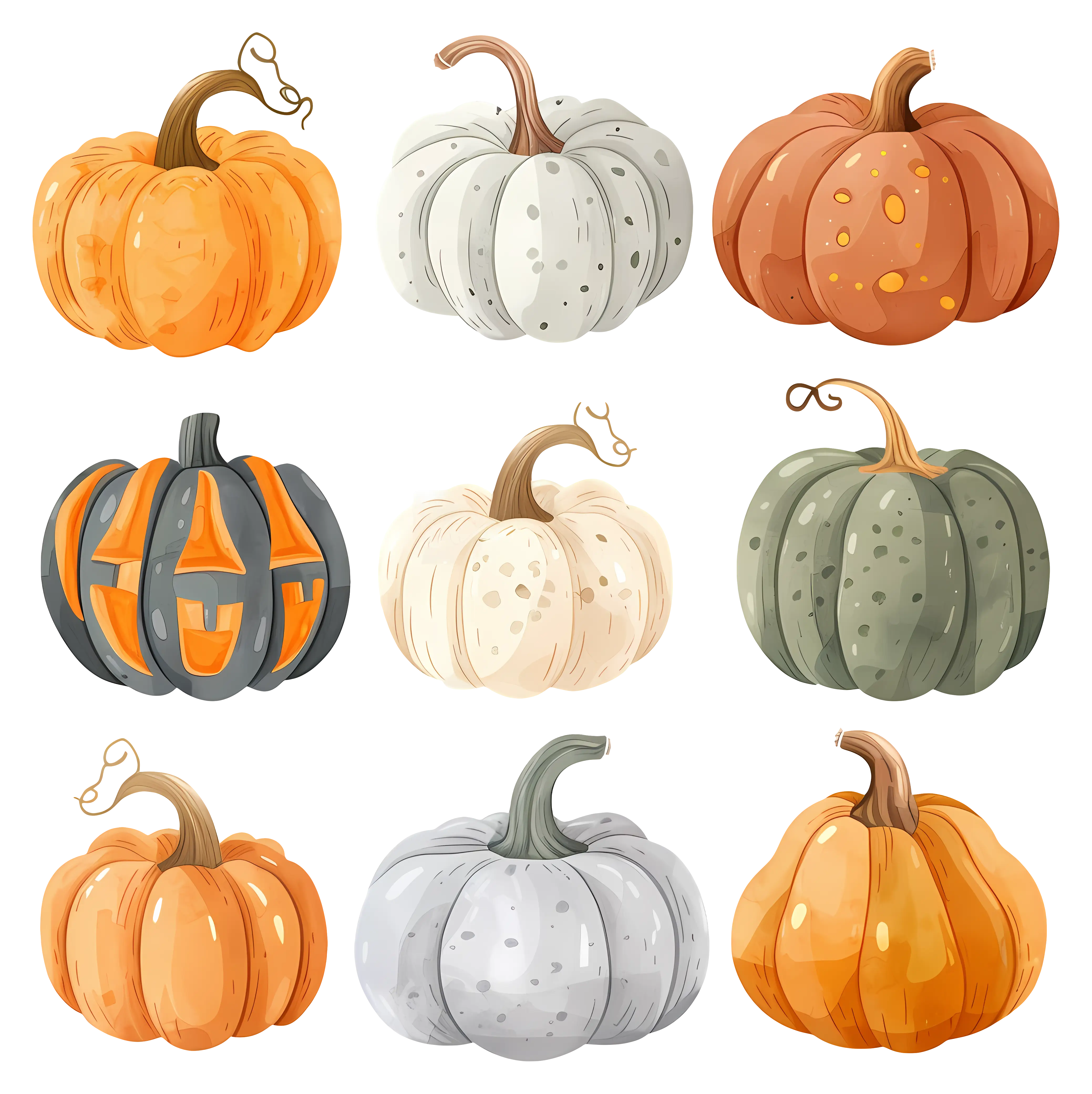 Variety of Pumpkins Illustration for Autumn Festivities