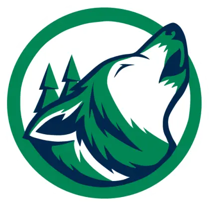 Howling Wolf Logo with Forest Background