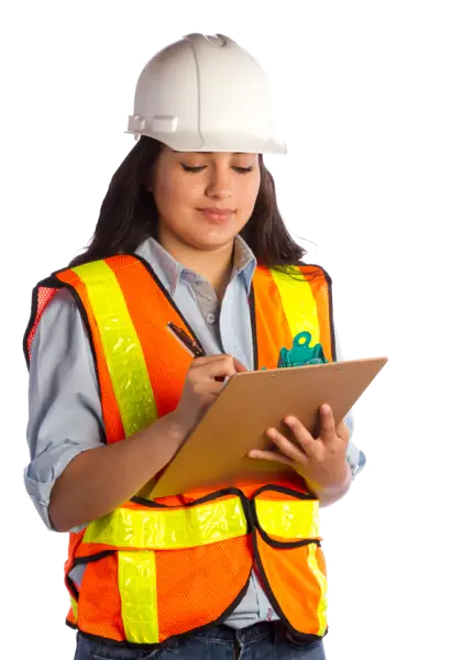 Female Construction Worker with Clipboard