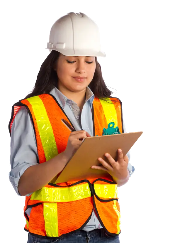 Female Construction Worker with Clipboard