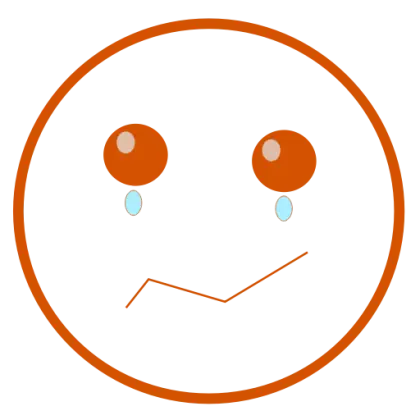 Crying Emoticon Face with Orange Outline