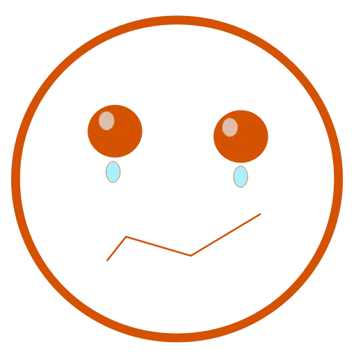 Crying Emoticon Face with Orange Outline