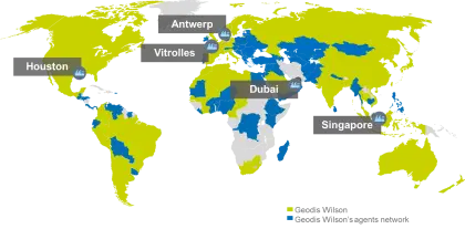 World Map with Highlighted Locations for Logistics