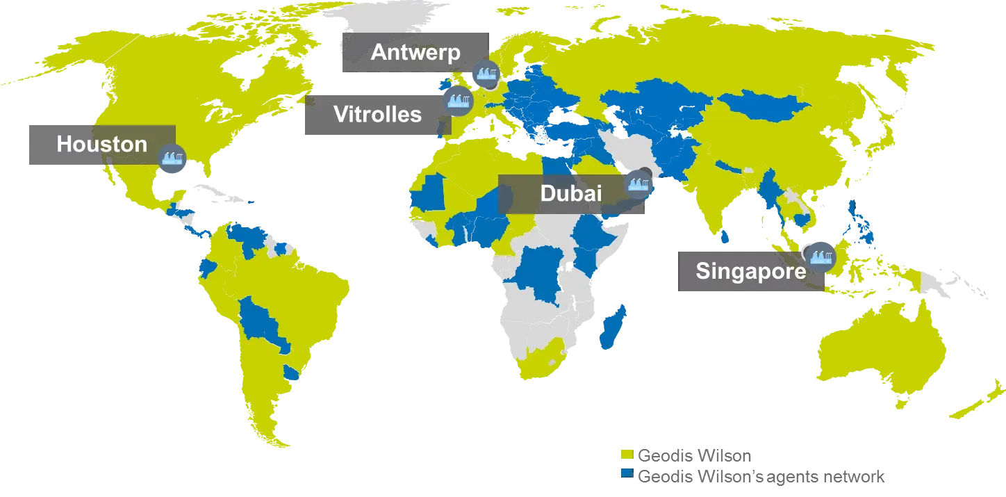 World Map with Highlighted Locations for Logistics