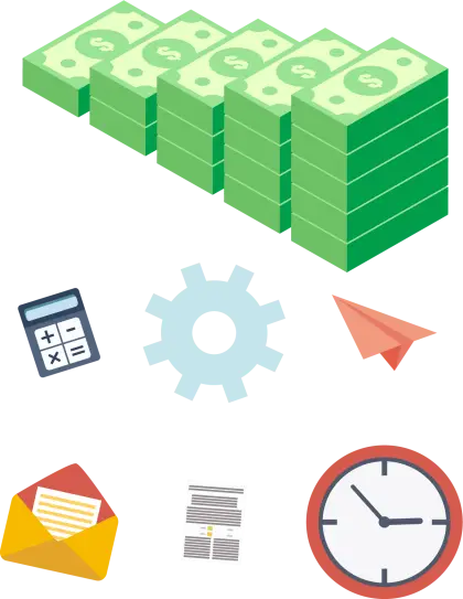 Money and Office Workspace Tools Illustration