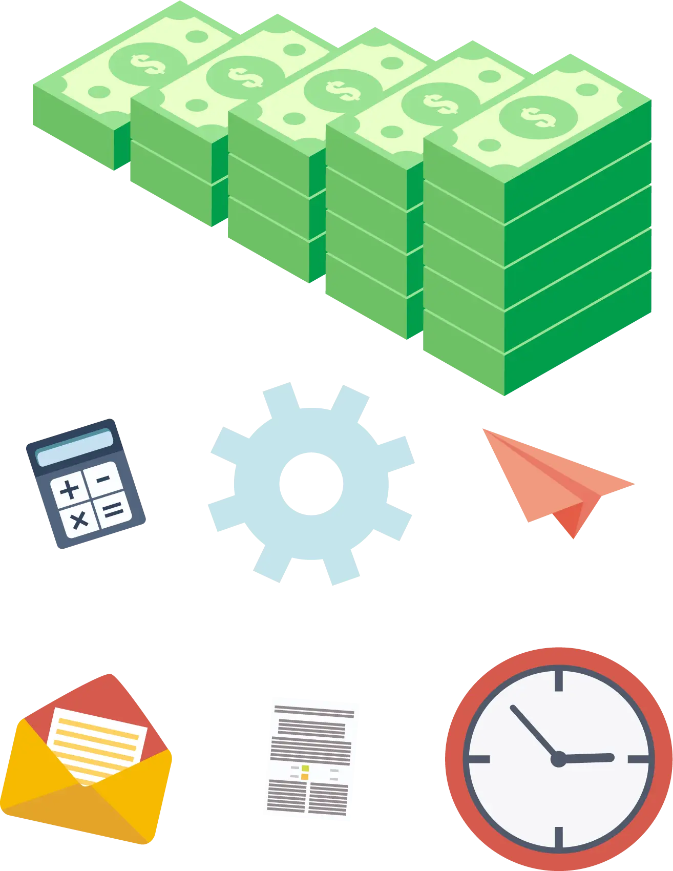 Money and Office Workspace Tools Illustration