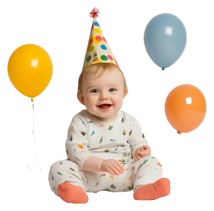 Baby Celebrating with Balloons