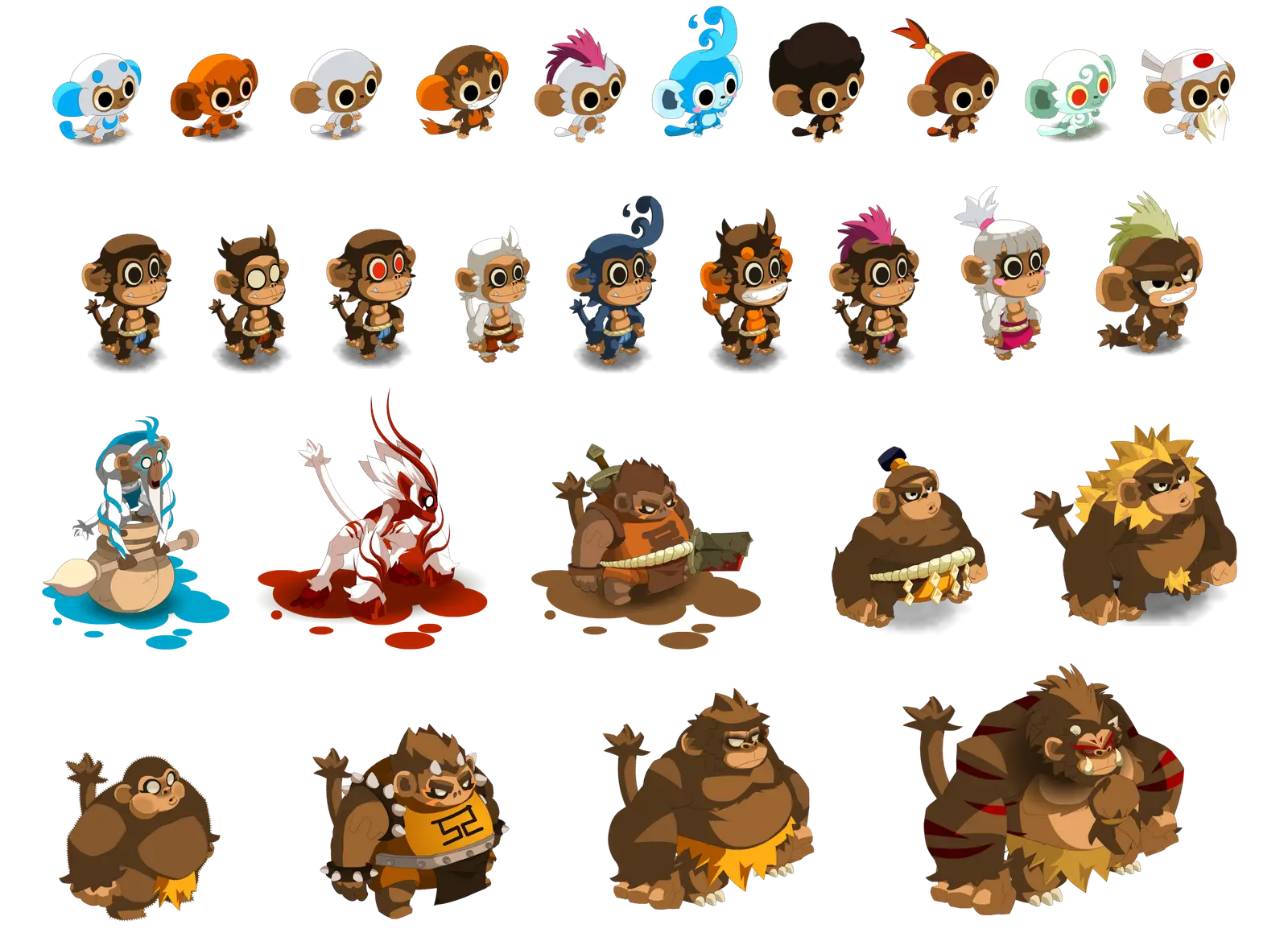 Various Cartoon Monkeys