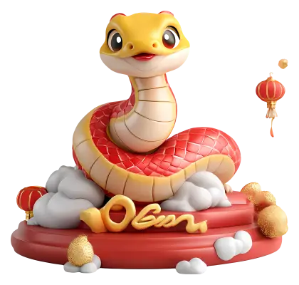 Cartoon Snake on Pedestal