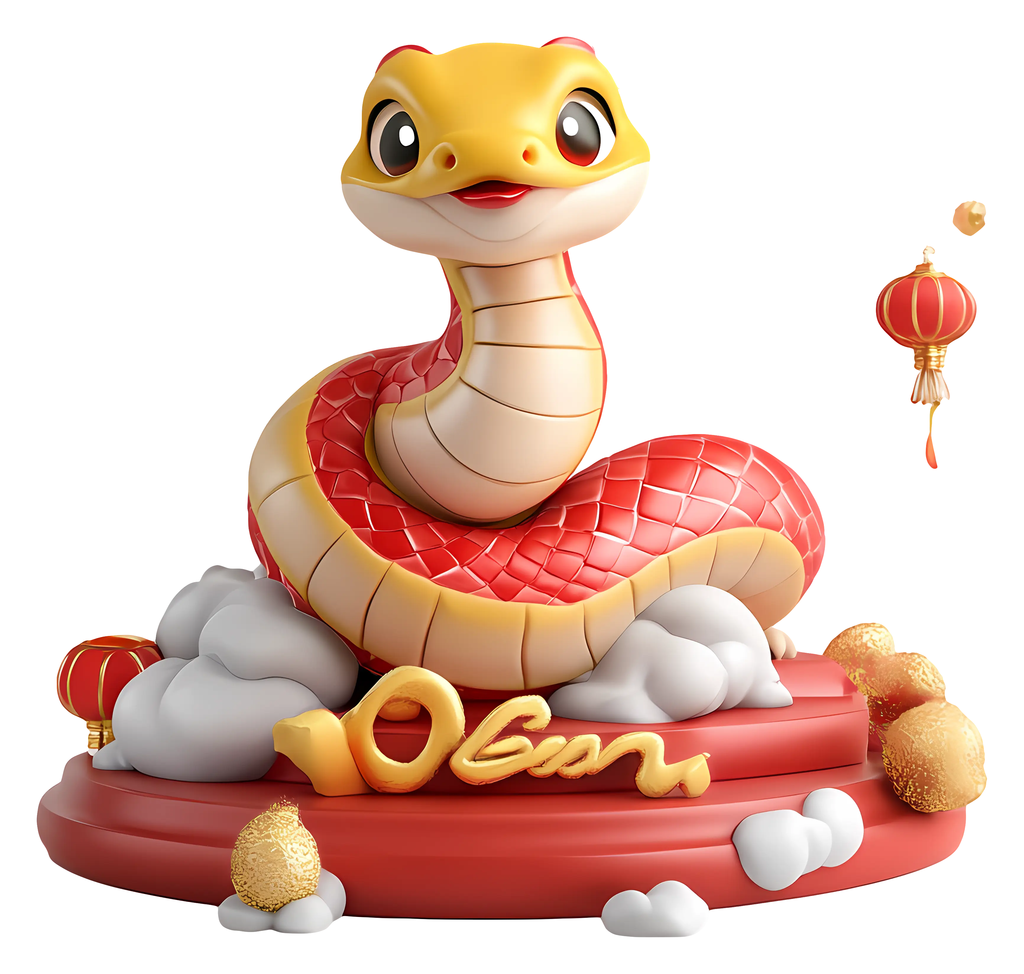 Cartoon Snake on Pedestal